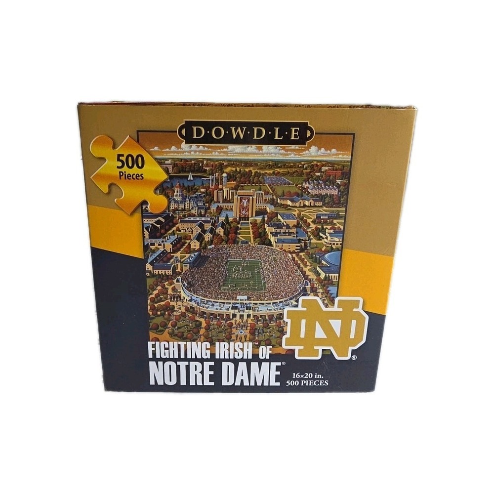 FIGHTING IRISH of NOTRE DAME 500 Pc Jigsaw Puzzle Dowdle Folk Art - 24"x18"